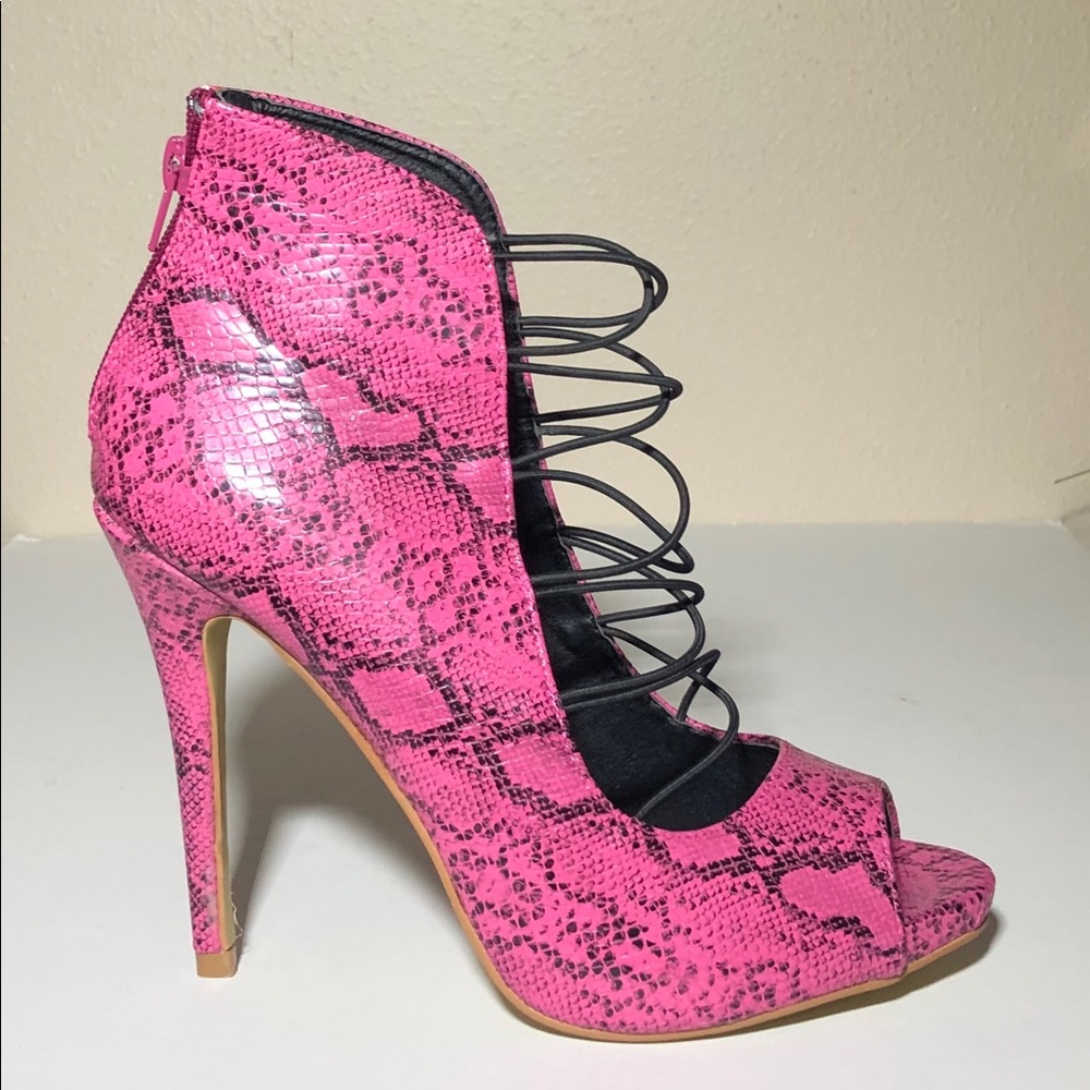 Republic LA Heels Snake Print Pink
